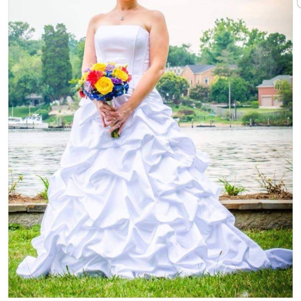Strapless White Wedding Pick-Up Corset Gown